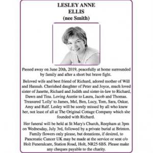 LESLEY ANNE ELLIS (nee Smith)